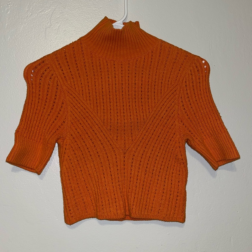 Free People Orange Ribbed Crop Top